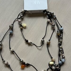 Zara Black and Cream Beaded Necklace